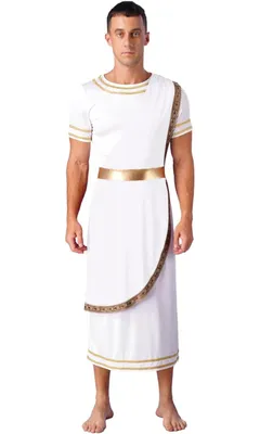 Zdjęcie produktu dla Męski kostium starożytnego Greka w todze, rozmiar S – rzymski wojownik spartański – Halloween, cosplay, impreza karnawałowa, karnawał