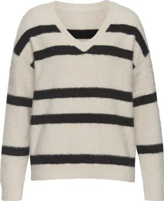 Produktbild von LASCANA Streifenpullover aus kuschelweichem Strick sand-schwarz Größe 40/42