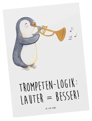 Produktbild von Mr. & Mrs. Panda Postkarte Trompeten Weisheit - Weiß - Geschenk, Lernen, Musik, Fotokarte, Blasinstrumente, Ansichtskarten, Musiker, laut, Ansichtskarte, jazzig