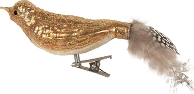 Image de Clayre & Eef Pendentif de Noël oiseau 9x3x4 cm verre brun