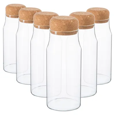 Produktbild von Vorratsflaschen aus Glas mit Korkdeckel – 180 ml – 6 Stück