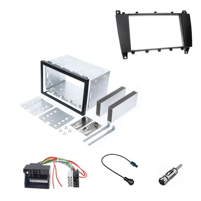 Produktbild von Audioproject A303-30 - Autoradio Radioblende Doppel-DIN kompatibel für Mercedes Benz C-Klasse W203 S203 CL203 CLC 2004 - 2007 Metall Einbaurahmen 2-DIN schwarz