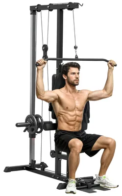 Produktbild von Kraftstation für Zuhause, Ruderzüge, ohne Gewichte, Fitnessgerät für Zuhause, Stahl, Kunstleder, Schwarz