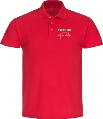 Produktbild von multifanshop Poloshirt - Freiburg - Herzschlag, rot, Größe S