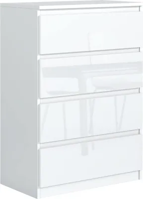 Produktbild von Mobelsta Kommode, Schrank mit Schubladen, Modernes Sideboard, Schubladenschrank, Kommodenschrank, Weiß  & Hochglanz 70x39x102 cm