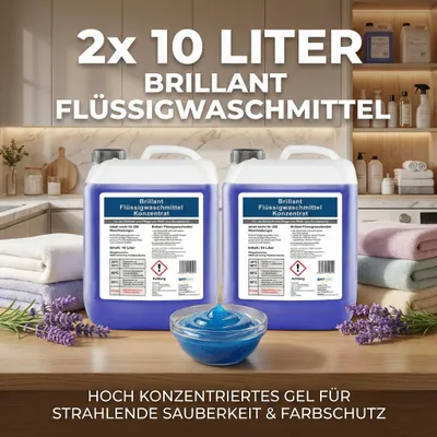 Produktbild von 20 Liter ( 2 x 10 Liter ) Brillant Flüssigwaschmittel-Gel hoch konzentriert