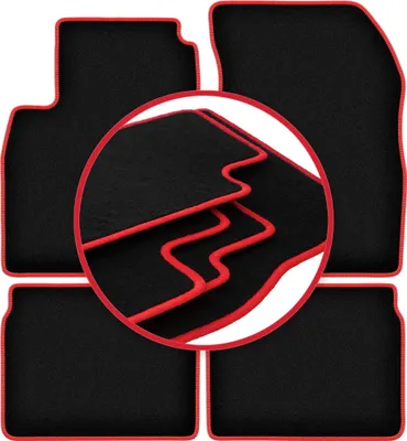 Immagine prodotto di Tappetini in velluto Nero/Rosso per Nissan Micra K13 2010-2016 Set 4 pezzi