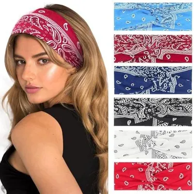 Zdjęcie produktu dla Opaska na włosy damska elastyczna boho sportowa do biegania jogi 6 szt.