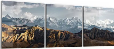 Produktbild von DEQORI Glasbild Echtglas 3x50x50 cm 'Bergkettenpanorama' Wandbilder XXL groß