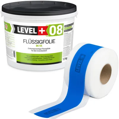 Zdjęcie produktu dla Zestaw do Hydroizolacji Folia w płynie 12kg Taśma 5mb Level+ SET106B1