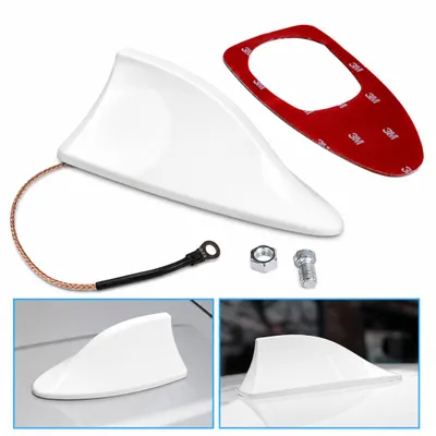 Produktbild von A65C Universal Auto Haifischantenne Dachantenne Shark Fin AM FM Radioantenne Hochglanz Weiß selbstklebend für PKW Limousine Kombi SUV Ersatzantenne