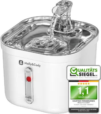 Produktbild von Molly&Cody Spring Trinkbrunnen 2L Haustier Wasserspender Automatischer Trinkbrunnen Trinknapf für Katzen & Hunde