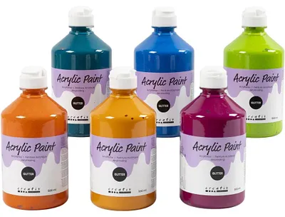 Produktbild von Glitter-Acrylfarbe, Sortierte Farben, 6x500 ml/ 1 Pck [HOB-32500]