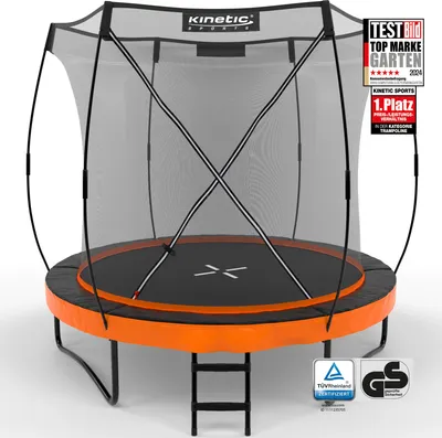 Produktbild von KINETIC SPORTS Trampolin Outdoor 'Ultimate Pro' Ø 244/305/366/427 cm – Rheinland Gartentrampolin, Kindertrampolin mit Leiter, bis zu 160 kg