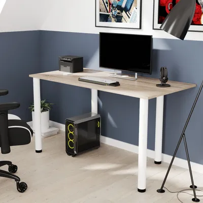 Produktbild von AKKE Trüffel Schreibtisch mit weiße beine LxBxH: 100x40x74 cm