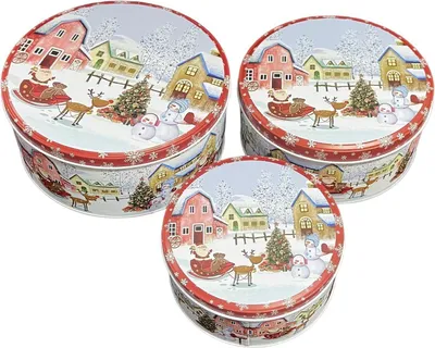 Produktbild von Weihnachtsdosen Set Metall Weihnachten Deko Plätzchen Blechdosen Rund