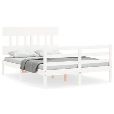 Obrázek produktu pro vidaXL Postel z masivu s čelem bílá 140x190 cm