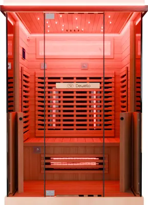 Produktbild von Dewello® Infrarotkabine Infrarotsauna KENORA 130x105 für 1-2 Personen aus Hemlockholz, Dual Therm, mit Salzsteinoptik