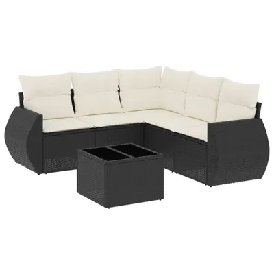 Produktbild von 6-tlg. Garten-Sofagarnitur mit Kissen Schwarz Poly Rattan