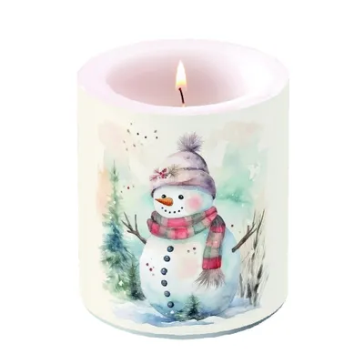 Image de Bougie grande Bonhomme de neige rigolo