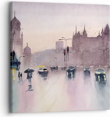 Produktbild von Bild auf Leinwand - Leinwandbild - Einteilig - Aquarell Stadt historische Denkmäler - 30x30cm Wand Bild Wanddeko Wandbilder Leinwanddruck Bilder Wanddekoration Leinwand bilder AC30x30-4579