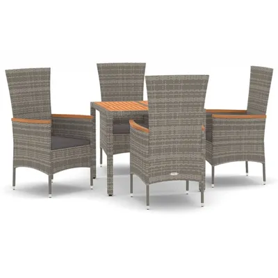 Produktbild von vidaXL 5-tlg. Garten-Essgruppe mit Kissen Grau Poly Rattan