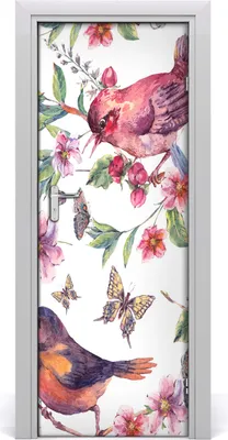 Produktbild von Tulup Türaufkleber 75x205 cm Dekorative Aufkleber Selbstklebend Wasserdichte Tapete Abnehmbar Schlafzimmer Wohnzimmer Wohnkultur - Schmetterling Blume