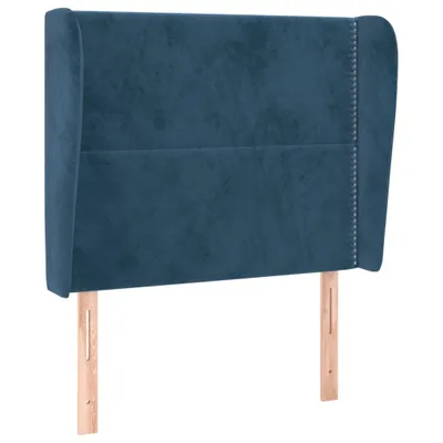 Produktbild von Kopfteil mit Ohren Dunkelblau 83x23x118/128 cm Samt