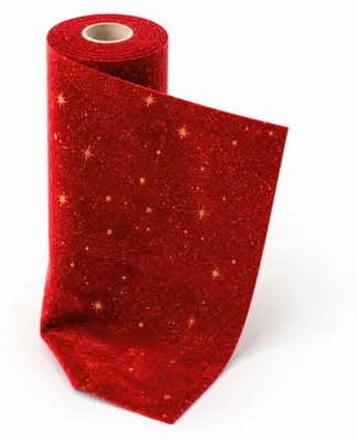 Produktbild von G.schmückt Samt Tischläufer Weihnachten 28cm, Tischband Advent Deko zuschneidbar auf Rolle, Rot 12 Meter