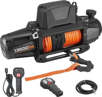 Zdjęcie produktu dla Wciągarka elektryczna – wciągarka 12 V do samochodów ciężarowych/terenowych – siła uciągu 6100 kg – lina syntetyczna 9,5 mm x 28 m – pilot zdalnego sterowania bezprzewodowy i przewodowy – wodoodporność IP67 – do SUV-ów, samochodów ciężarowych, przyczep i łodzi