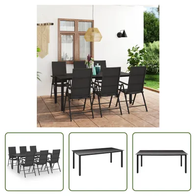 Image de The Living Store Ensemble de jardin 7 pièces noir
