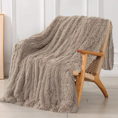 Immagine prodotto di Coperta decorativa in pile, effetto Pelliccia sintetica, reversibile, 203x229 cm