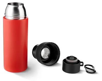 Thermosflasche 550 ml, doppelwandig, Edelstahl, mit Karabinerhaken