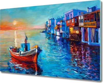 Produktbild von Coloray Hackbrett Küchenbrett Kochplattenabdeckung Schneidebrett Herdabdeckplatte 80x52 cm - Sea Sonnenuntergang
