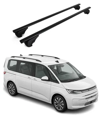Image de Barres de toit Transversales pour VW Multivan T7 2022-2026 Acier Noir 2Pcs, Image générée par une IA