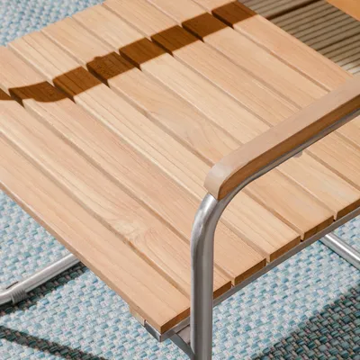 Produktbild von home24 Freischwinger - 2er-Set - Teak Massiv / Edelstahl - Teak / Silber
