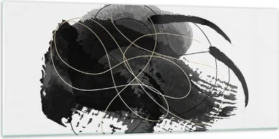 Produktbild von Bilder auf glas - Einteilig - Abstraktion Schwarz Flecken - 120x50cm - Glasbilder - Wandbilder - Bilder - Wanddekoration aus Glas - Glas Bilder - Wandbild auf Glas - GAB120x50-4368