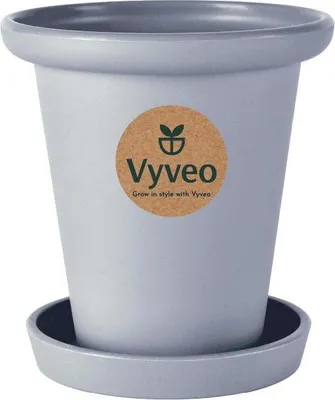 Image de Vyveo - Pot de fleurs Skara avec soucoupe - Gris foncé - 20x19