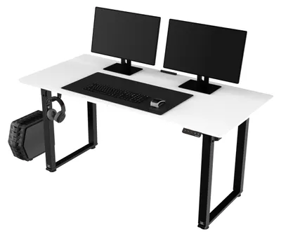 Image de Table de travail, hauteur réglable électriquement, plateau blanc, 160x75 cm, 74-116 cm, UPLIFT, avec piètement XXL
