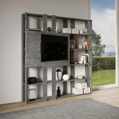 Immagine prodotto di Libreria Moderna 5 Ripiani con Pannello per TV 178x36x204 cm in nobilitato Grigio