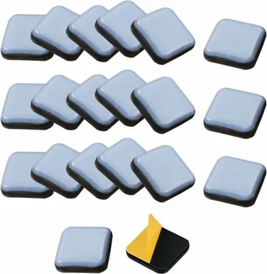 Produktbild von 20 Stück selbstklebende Möbelgleiter, Teflon-Pads für quadratische Möbel, Teflon-Stuhlgleiter 30, 30 mm, Gleitpad für Stuhl, Sofa, Schreibtisch, Tisch, Sessel