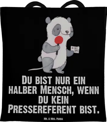 Produktbild von Mr. & Mrs. Panda Schultasche Pressereferent Herz - Schwarz - Geschenk, Presseagentur, Tasche, Witzig, Beutel, Studium, Jutebeutel, Tote Bag, Tragetasche, Lustig, Spruch