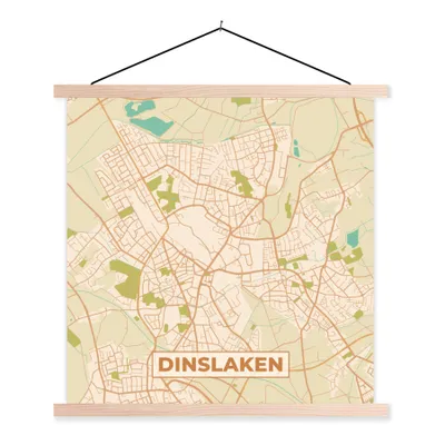 Produktbild von MuchoWow® Textilposter Karte - Dinslaken - Vintage - Stadtplan 120x120 cm mit holzfarbenen Rahmen - Textil-Poster