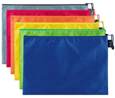 Zdjęcie produktu dla Koperty dokumentów formatu A5, 6 sztuk, wodoodporne, wykonane z winylu, 6 kolorów, wymiary 24x18 cm