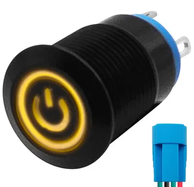 Produktbild von ProRide Metall-Drucktaster ON/OFF 12 mm - spritzwassergeschützt - 12V/24V