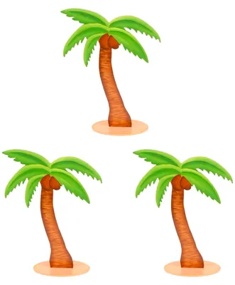 Produktbild von 3 Palmendekos aus Holz 9 cm für Hawaii-Party - Einheitsgröße