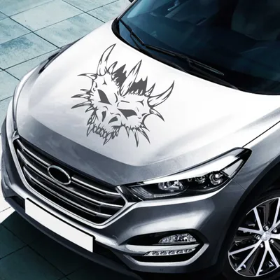 Produktbild von Aufkleber - Autoaufkleber "Monster Skull" 60cm x 58cm dunkelgrau - Tuning Carystyling Heckscheibe Auto