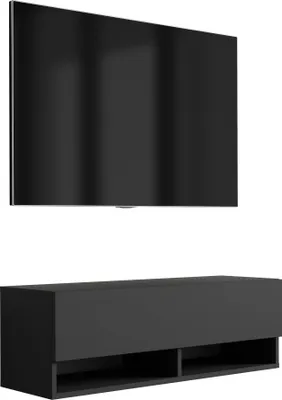 Image de TV lowboard 100 cm Noir mat, 100 × 32 × 34 cm