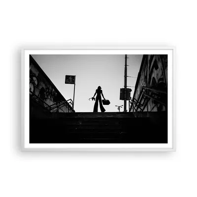 Produktbild von Gerahmtes Poster - Weißer Rahmen - Schatten Fotografie Treppen - 91,5x61 cm - Wand Bild - Wanddeko - Wandbilder - Kunstposter - Wandposter - Bilderrahmen - Bilder - Kunstdruck - P2WAA91x61-4365