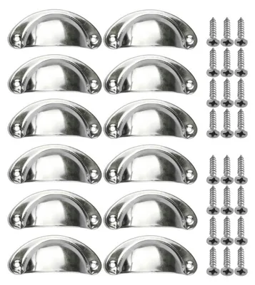 12 Schalengriffe inkl. Schrauben 82x35mm silber